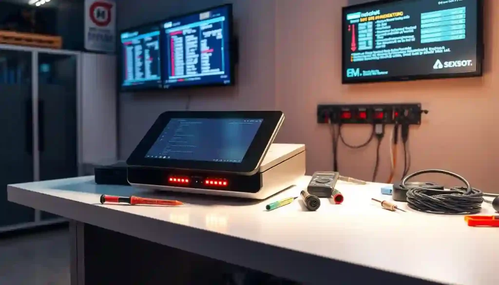 A desk with a computer and various electronic devices, illustrating tips for fixing PS5 game crashes during online play.