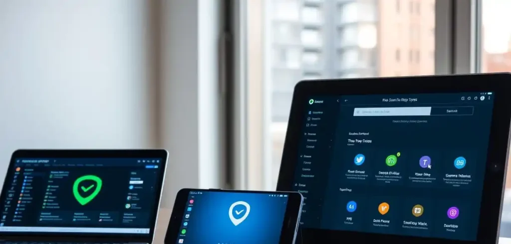 A laptop, tablet, and phone arranged on a desk, highlighting devices for secure browsing and streaming in 2025.
Top Free VPNs for Secure Browsing and Streaming in 2025
