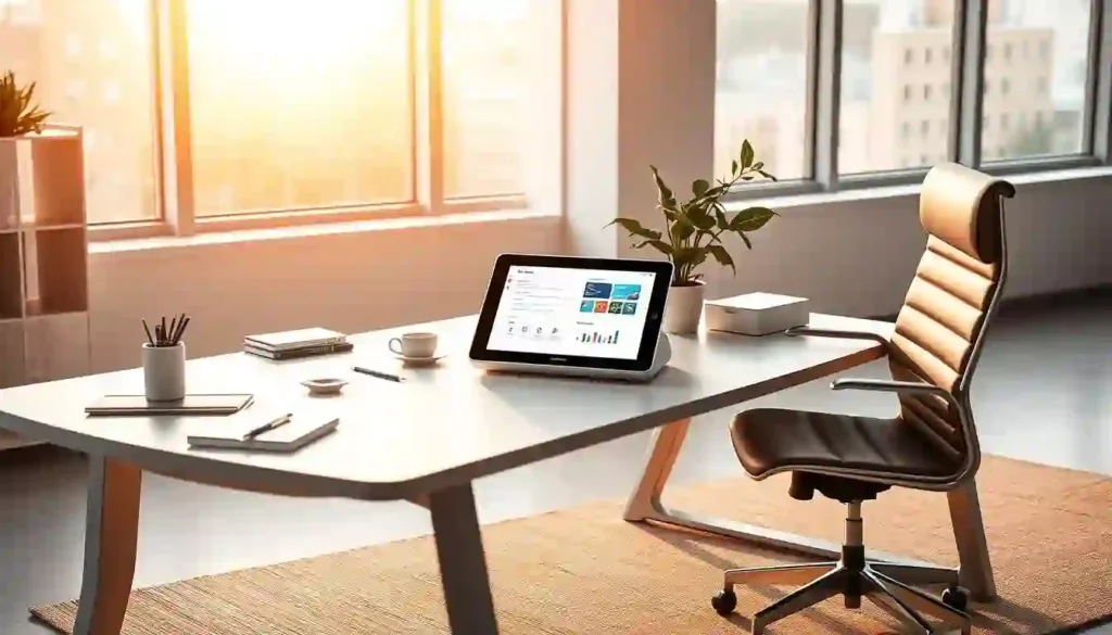 A laptop on a desk in front of a window, illustrating a workspace for exploring AI email assistant tools.