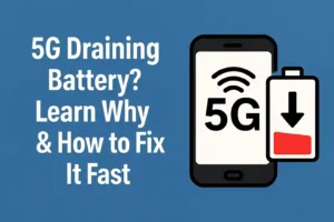 Image showing a smartphone with a low battery icon, highlighting tips to fix 5G battery drain issues quickly.