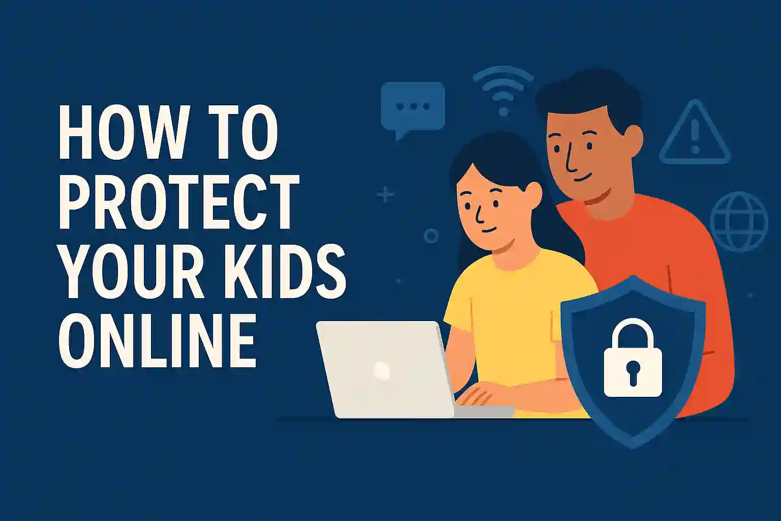 Image illustrating parental control apps for safeguarding children online with tips on digital safety.
