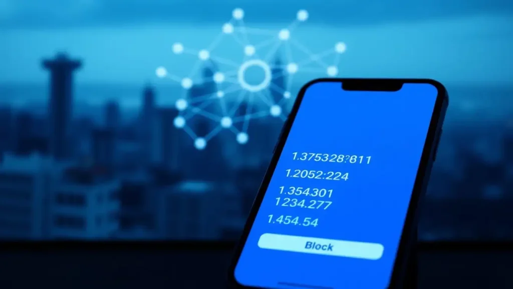 A sleek, minimalist digital interface showcasing a regex-powered call blocking system. In the foreground, a smartphone screen displays a series of numerical patterns representing potential spam numbers, each with a prominent 'Block' button. The screen is bathed in a cool, calming blue hue, conveying a sense of control and efficiency. In the middle ground, a stylized network diagram illustrates the underlying algorithm, with lines and nodes pulsing gently. The background features a subtle, out-of-focus cityscape, hinting at the broader context of combating unwanted calls. The scene is captured with a sharp, professional-grade lens, creating a balanced, visually striking composition that effectively communicates the concept of 'Regex call blocking'.