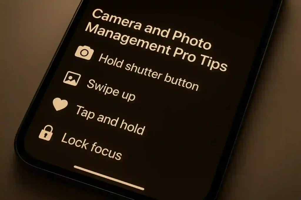  Tips for camera and photo management, including iPhone secret codes and storage tricks for pro features.