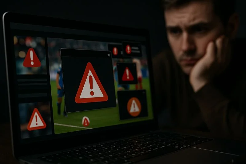 A man intently watches a soccer game streaming on his laptop.