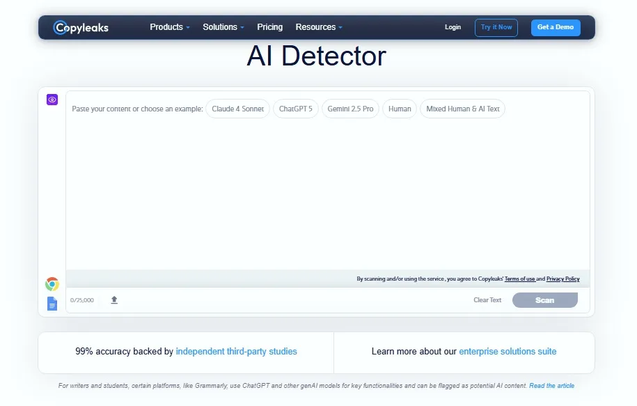 free AI text detector online Copyleaks 2026