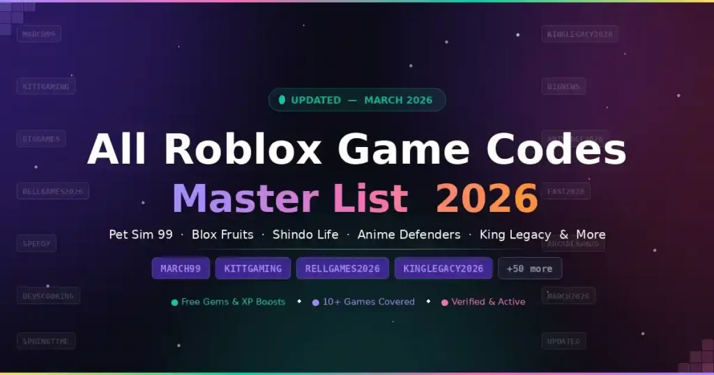 All Roblox Game Codes (March 2026) – Master List of Working Codes