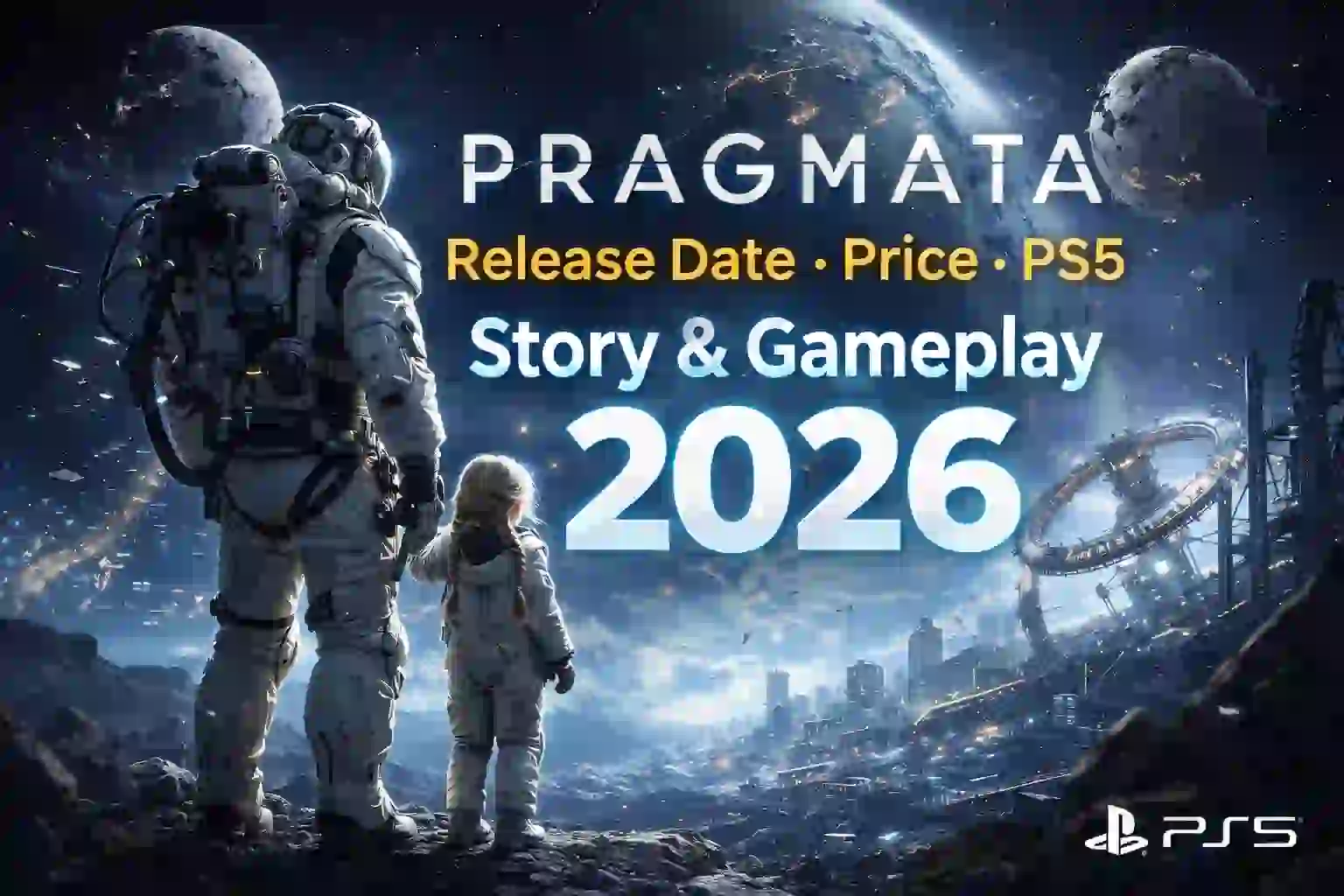 Pragmata 2026 AI girl using holographic interface futuristic gameplay scene