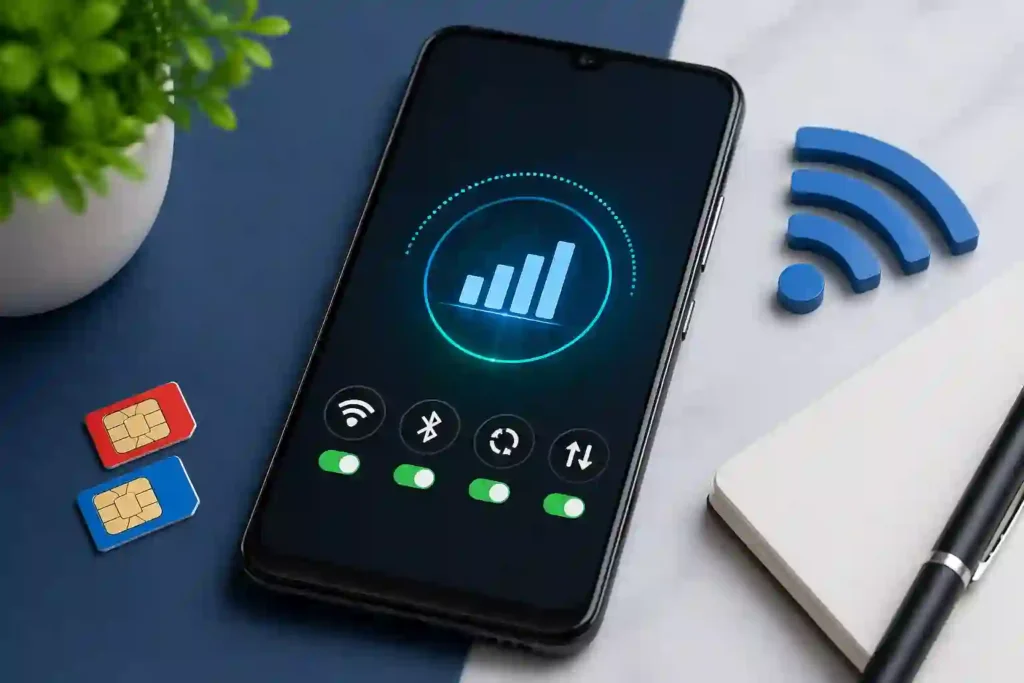 Image illustrating steps to set up a Wi-Fi network on a phone to reduce mobile data usage.