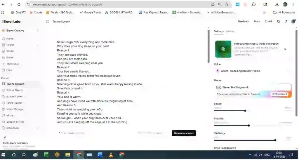 ElevenLabs AI voice generator for 2d documentary videos