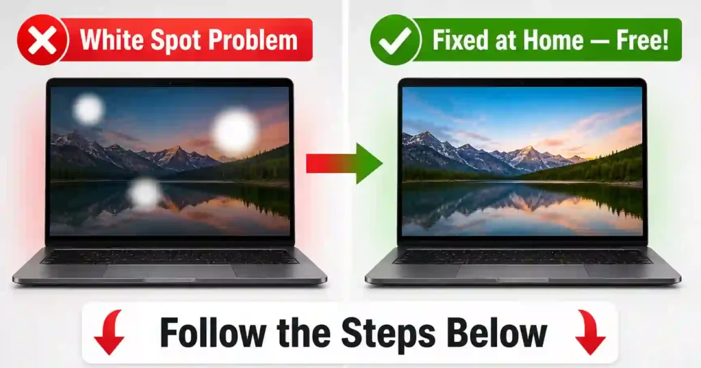 fix white spots on laptop screen before and after at home