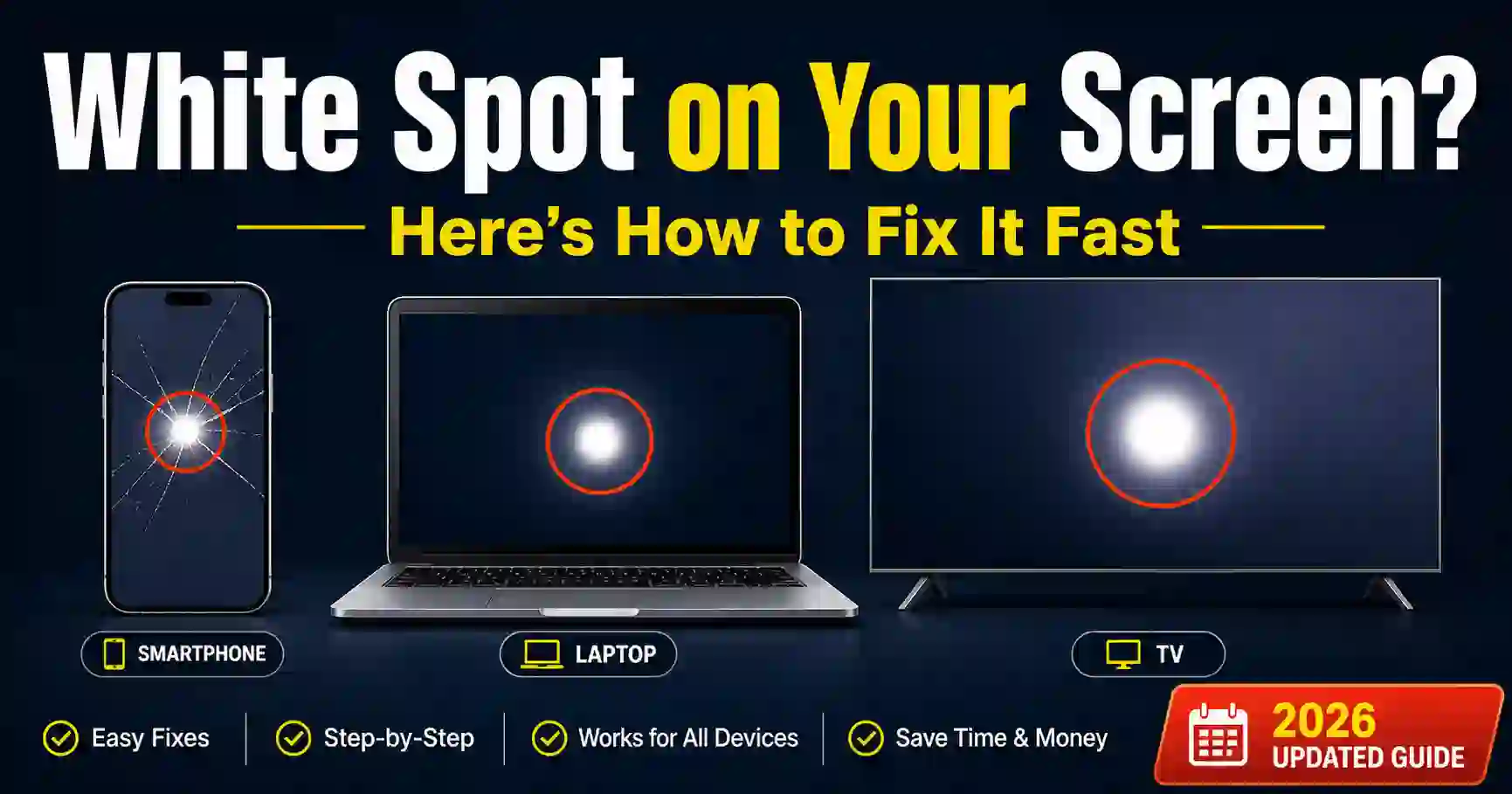 white spot on screen fix guide for phone laptop and tv