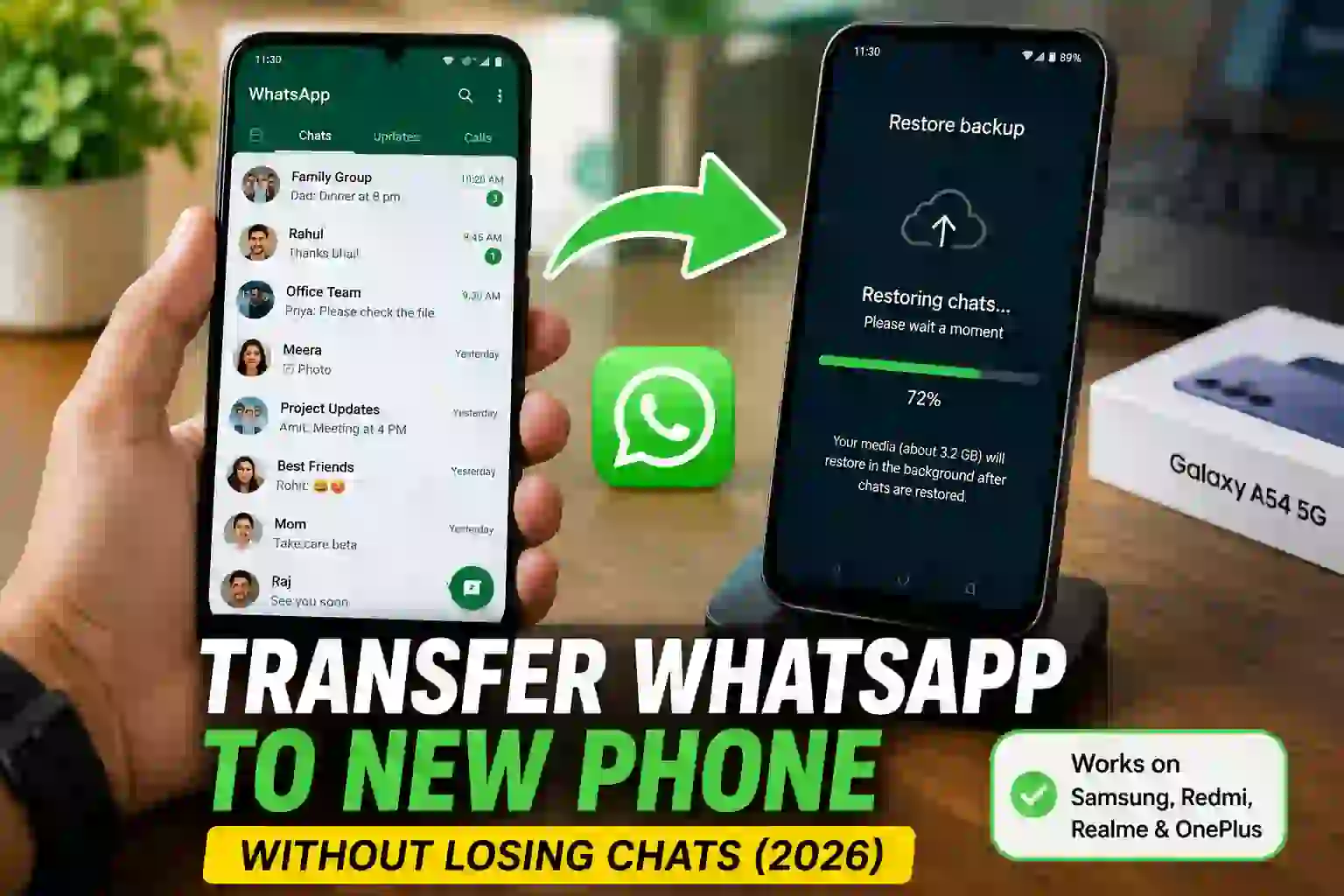 Transfer WhatsApp to a new phone without losing chats photos videos and media files in 2026