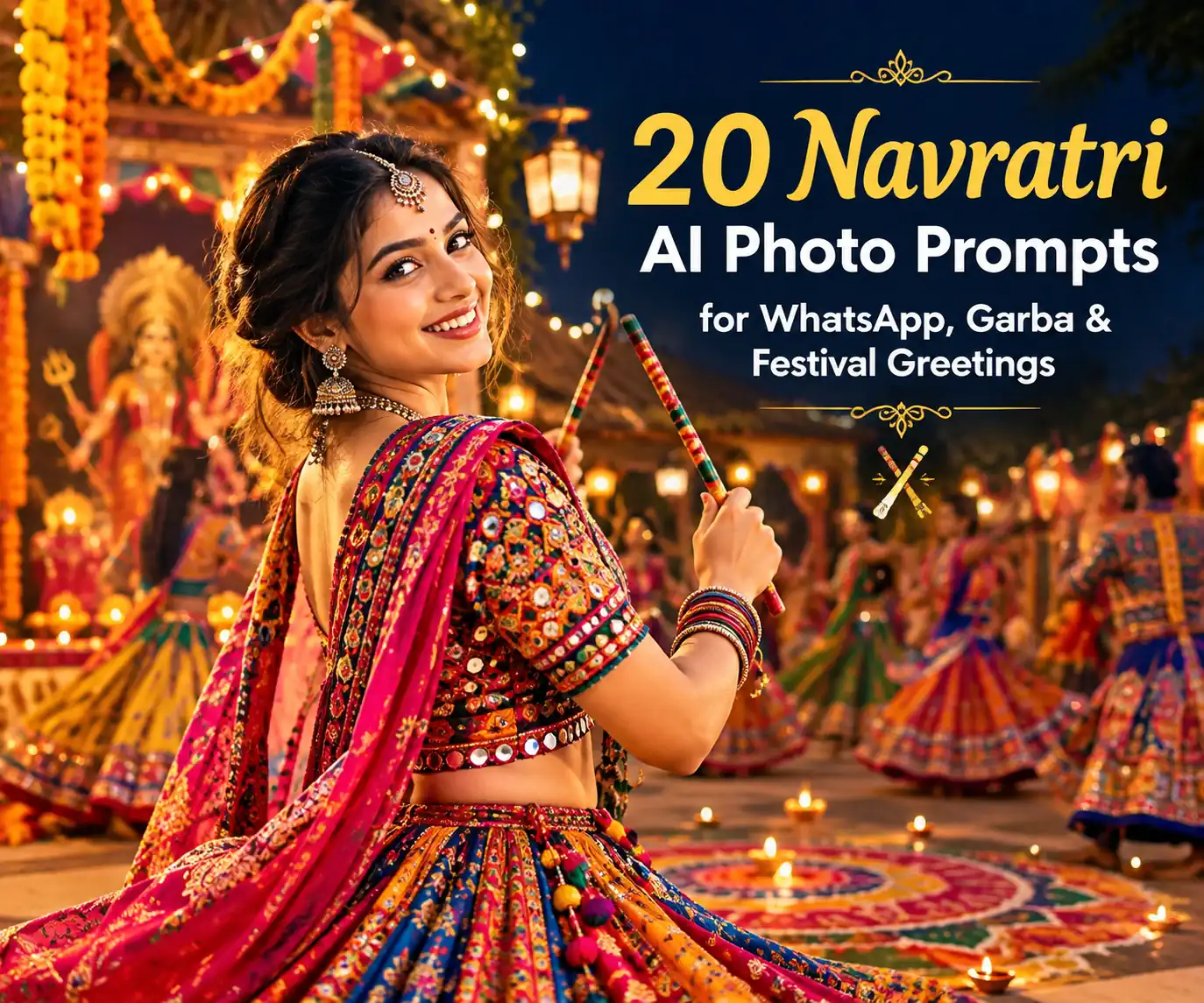 20 Navratri AI Photo Prompts 2026 for WhatsApp, Garba & Festival Greetings
