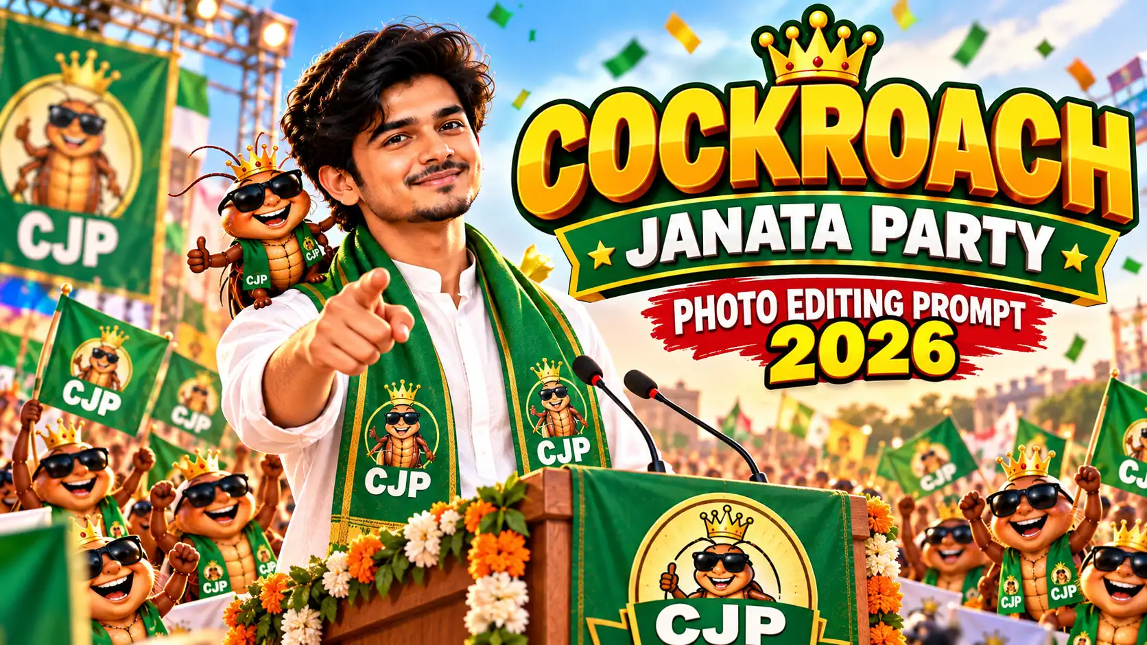 Cockroach Janata Party Photo Editing Prompt 2026 (Gemini AI): 11 Copy-Paste Prompts