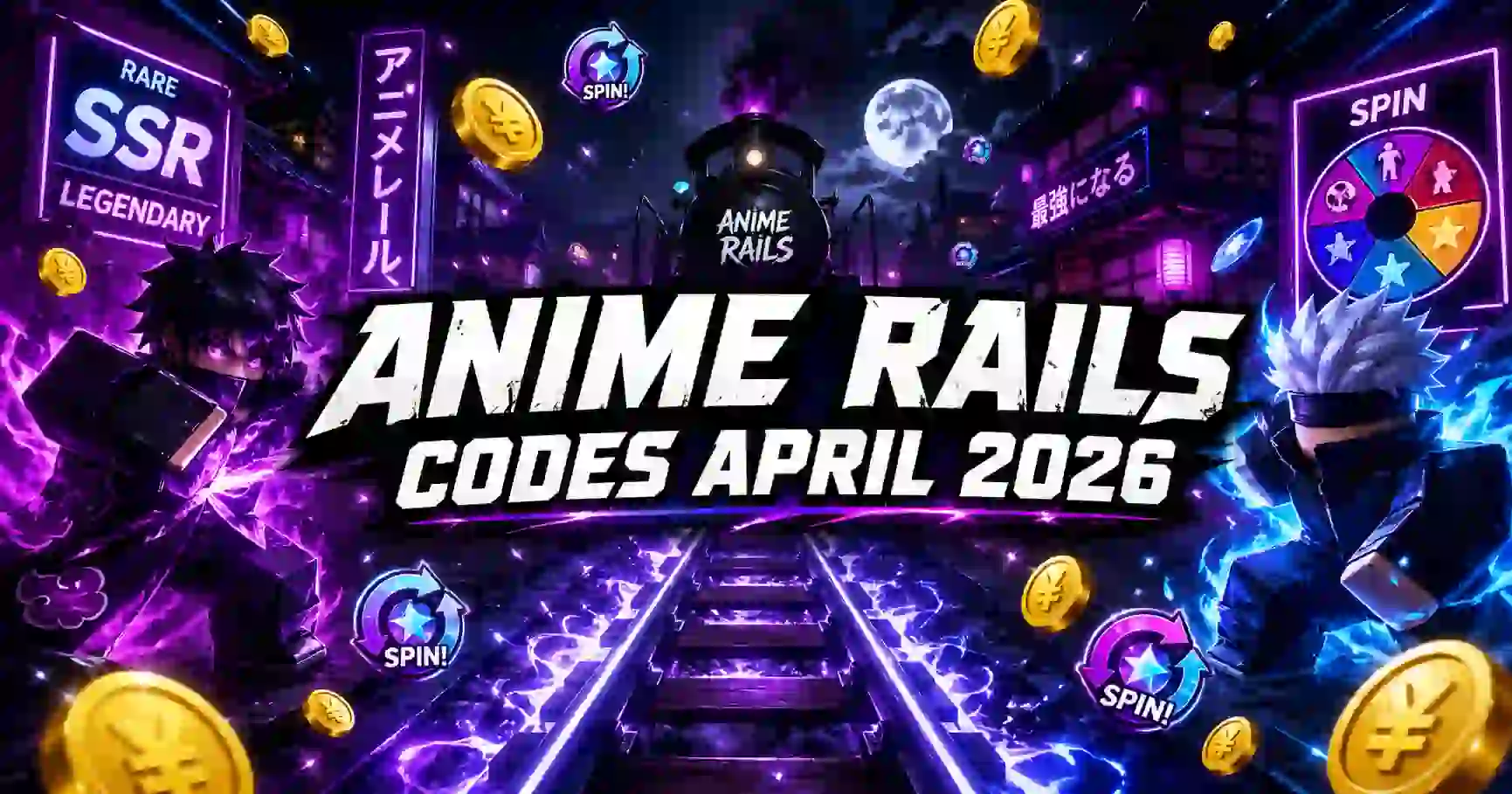 Anime Rails codes April 2026 working list showing free spins gems and fusion rewards on Roblox